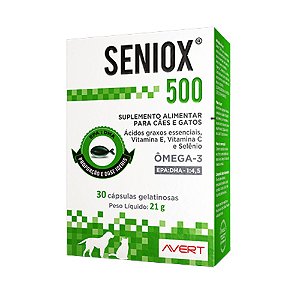 Suplemento Seniox 500 mg Para Cães e Gatos - 30 Cápsulas