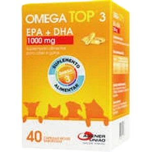 Ômega Top 1000 mg Para Cães e Gatos - 40 Cápsulas