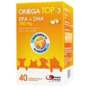 Ômega Top 500 mg Para Cães e Gatos - 40 Cápsulas