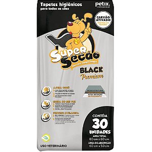 Tapete Higiênico Supersecão Black Premium Para Cães - 30 Unidades