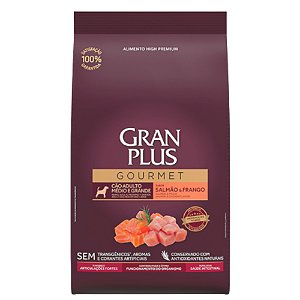 Ração Granplus Gourmet Para Cães Adultos Médio e Grande Sabor Salmão e Frango - 10.1 Kg