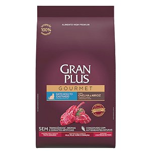 Ração Granplus Gourmet Para Gatos Adultos Castrados Sabor Ovelha e Arroz