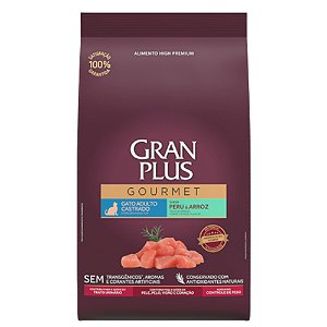 Ração Granplus Gourmet Para Gatos Adultos Castrados Sabor Peru e Arroz