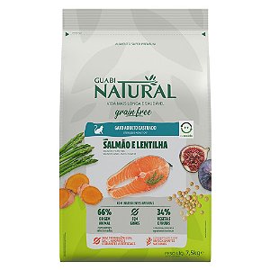 Ração Guabi Natural Grain Free Para Gatos Adultos Castrados Sabor Salmão e Lentilha