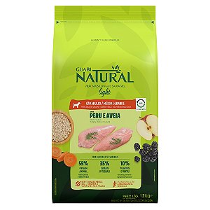 Ração Guabi Natural Light Para Cães Adultos Porte Médio e Grande Sabor Peru e Aveia - 12 Kg