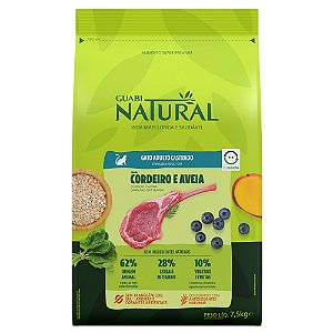 Ração Guabi Natural Para Gatos Adultos Castrados Sabor Cordeiro e Aveia