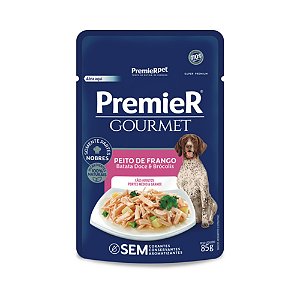Sachê Premier Gourmet Para Cães Adultos Porte Médio e Grande Sabor Peito de Frango, Batata Doce e Brócolis - 85 g