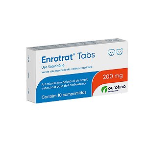 Enrotrat Tabs 200 mg Para Cães e Gatos - 10 Comprimidos