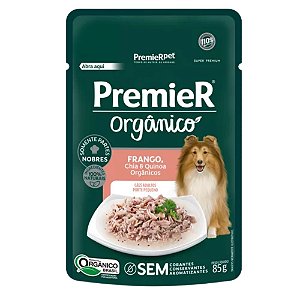 Sachê Premier Gourmet Orgânico Para Cães Adultos de Porte Pequeno Sabor Frango, Chia e Quinoa - 85 g
