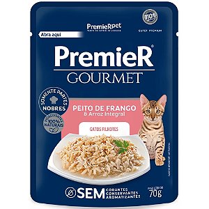 Sachê Premier Gourmet Para Gatos Filhotes Sabor Peito de Frango e Arroz Integral - 70 g
