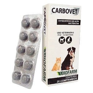 Carbovet Para Cães e Gatos - 20 Comprimidos