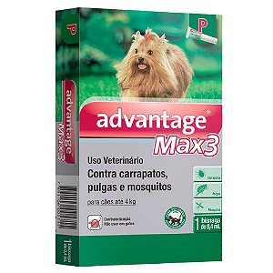Antipulgas e Carrapatos Elanco Advantage Max3 Para Cães Até 4 Kg - 0,4 ml