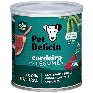 Ração Úmida Pet Delícia Cordeiro com Legumes Para Cães - 320 g