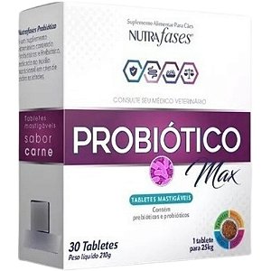 Suplemento Nutrafases Probiótico Max Para Cães - 30 Tabletes