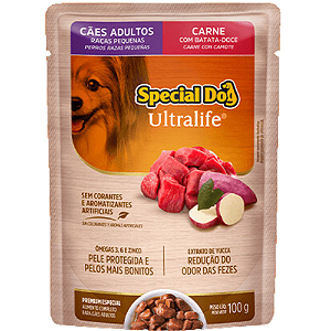 Sachê Special Dog Ultralife Para Cães Adultos Raças Pequenas Sabor Carne com Batata Doce - 100 g