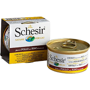 Lata Schesir Nature Para Gatos Adultos Sabor Frango com Arroz - 85 g