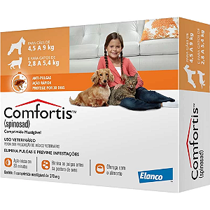 Antipulgas Comfortis 270 mg Para Cães e Gatos - Cães de 4,5 a 9 Kg e Gatos de 2,8 a 5,4 kg - 1 Comprimido
