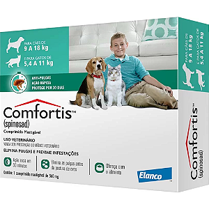 Antipulgas Comfortis 560 mg Para Cães e Gatos - Cães de 9 a 18 kg e Gatos de 5,4 a 11 kg - 1 Comprimido