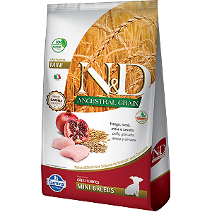 Ração N&D Ancestral Grain Puppy Mini Para Cães Filhotes de Porte Pequeno Sabor Frango e Romã