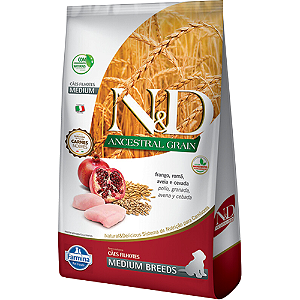 Ração Farmina N&D Ancestral Grain Puppy Medium Para Cães Filhotes de Porte Médio Sabor Frango e Romã