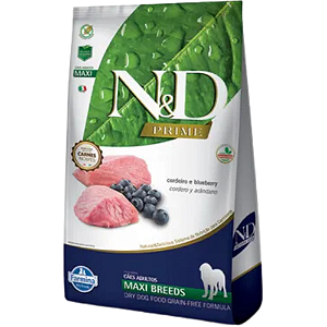 Ração N&D Prime Adult Maxi Para Cães Adultos de Porte Grande Sabor Cordeiro e Blueberry - 10.1 Kg