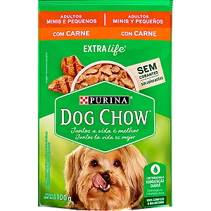 Sachê Dog Chow Para Cães Adultos de Porte Mini e Pequeno Sabor Carne - 100 g