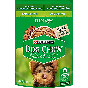 Sachê Dog Chow Para Cães Filhotes de Todos os Portes Sabor Carne - 100 g
