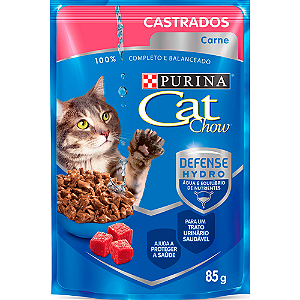 Sachê Cat Chow Para Gatos Adultos Castrados Sabor Carne - 85 g