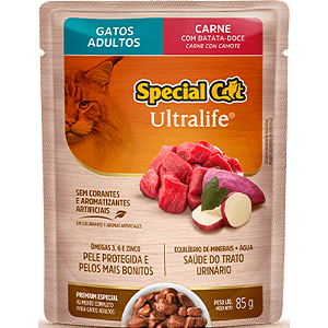 Sachê Special Cat Ultralife Para Gatos Adultos Sabor Carne com Batata Doce - 85 g