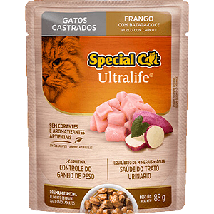 Sachê Special Cat Ultralife Para Gatos Adultos Castrados Sabor Frango com Batata Doce - 85 g