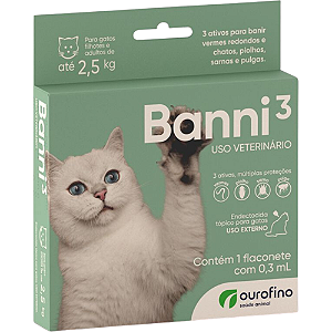 Antipulgas Banni 3 Para Gatos Até 2,5 Kg - 1 Unidade