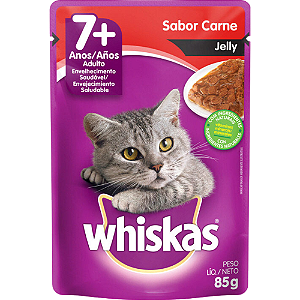 Sachê Whiskas 7+ Para Gatos Adultos Sênior Sabor Carne Jelly - 85 g