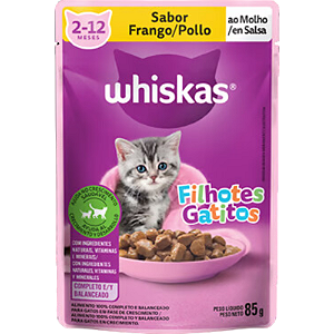Sachê Whiskas Para Gatos Filhotes Sabor Frango ao Molho - 85 g