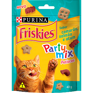 Petisco Friskies Party Mix Para Gatos Sabor Camarão, Salmão e Atum - 40 g