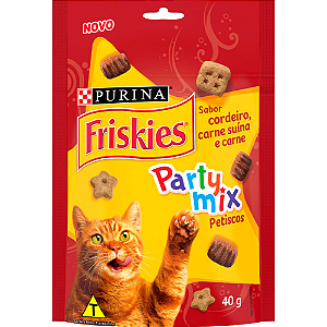 Petisco Friskies Party Mix Para Gatos Sabor Cordeiro, Carne Suína e Carne - 40 g