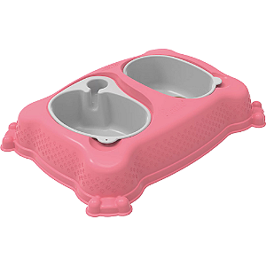 Comedouro e Bebedouro Plast Pet New Pratic Para Cães e Gatos - Rosa