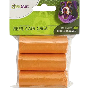 Refil Cata Caca PetMart - Cores Variadas - Com 3 Rolos de Saquinhos - Saquinho Biodegradável