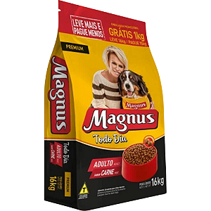 Ração Magnus Todo Dia Para Cães Sabor Carne - Pague 15 Kg Leve 16 Kg