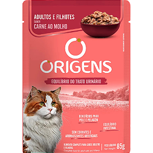 Sachê Origens Para Gatos Adultos e Filhotes Sabor Carne ao Molho - 85 g