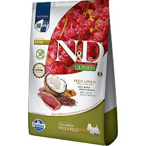 Ração N&D Quinoa Pele e Pelo Mini Para Cães Adultos de Porte Pequeno Sabor Pato - 2.5 Kg