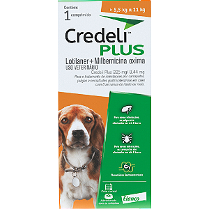 Credeli Plus 225 mg Para Cães de 5,5 a 11 Kg - 1 Comprimido