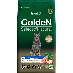 Ração Golden Seleção Natural Para Cães Adultos Sabor Frango com Batata Doce - 12 Kg