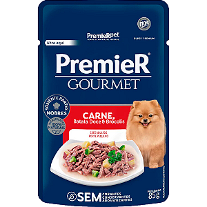 Sachê Premier Gourmet Para Cães Adultos de Porte Pequeno Sabor Carne, Batata Doce e Brócolis - 85 g