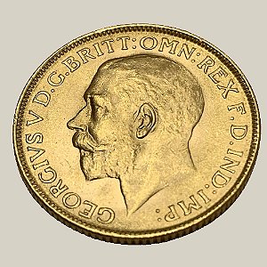 Moeda de Ouro de 1 Sovereign, Índia-Britânica - Ano: 1918 I - Rei Jorge V