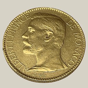 Moeda de Ouro de 100 Francos, Mônaco - Ano: 1896 - Príncipe Albert I