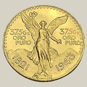 Moeda de Ouro de 50 Pesos, México - Ano: 1943 - Presidente Bolaños