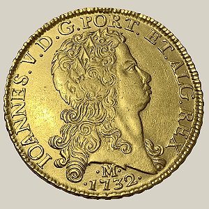 Moeda de Ouro de 12.800 Réis, Brasil Colônia - Ano: 1732 M - Imperador João V