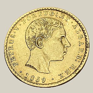 Moeda de Ouro de 2.000 Réis, Portugal - Ano: 1859 - Rei Pedro V de Portugal