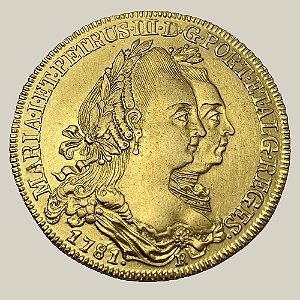 Moeda de Ouro de 6.400 Réis, Brasil Colônia - Ano: 1781 R - D. Maria I e D. Pedro III