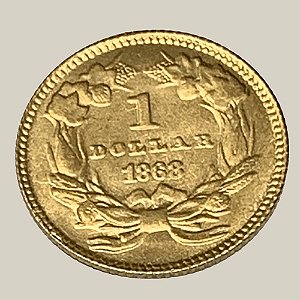 Moeda de Ouro de 1 Dollar, EUA - Ano: 1868 - Presidente Andrew Johnson